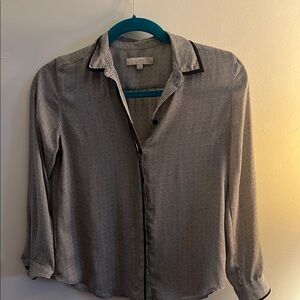 LOFT Black and White Button-Up Blouse